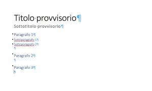Titolo provvisorio e sottotitolo. Struttura di un documento con paragrafi e sottoparagrafi, pronto per essere salvato come scriba epub.