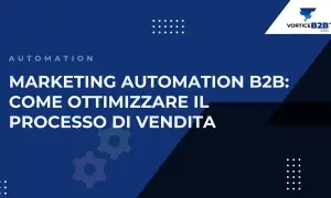 Ottimizza il processo di vendita con il **b2b marketing automation**. Immagine con ingranaggi e logo VORTICE B2B.