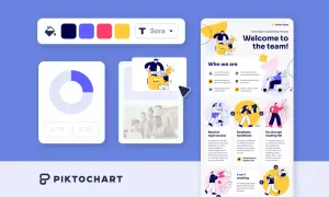 Un'interfaccia grafica che mostra come creare un processo di onboarding con Piktochart.