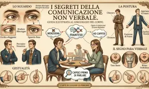 Guida illustrata ai segreti della comunicazione non verbale: sguardo, postura, gestualità e paraverbale per capire le persone prima di parlare.