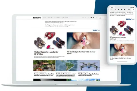 Articoli sponsorizzati su un laptop e uno smartphone, esempio di native marketing per promuovere prodotti.