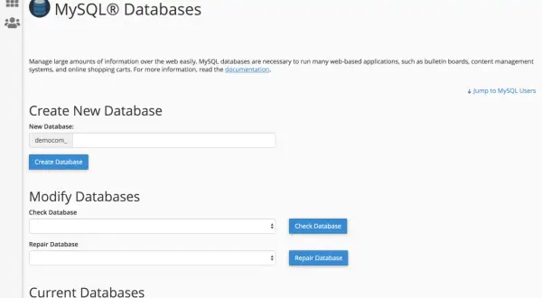 Gestione database MySQL in cPanel: crea, modifica e cerca database per il tuo sito web.