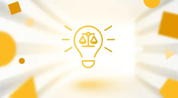 Icona di una lampadina con bilancia della giustizia al suo interno, simbolo di innovazione nel legal tech.
