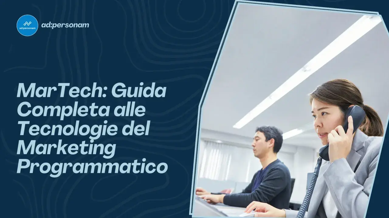 Guida completa al MarTech: significato e tecnologie del marketing programmatico. Uomini e donne al lavoro in ufficio.