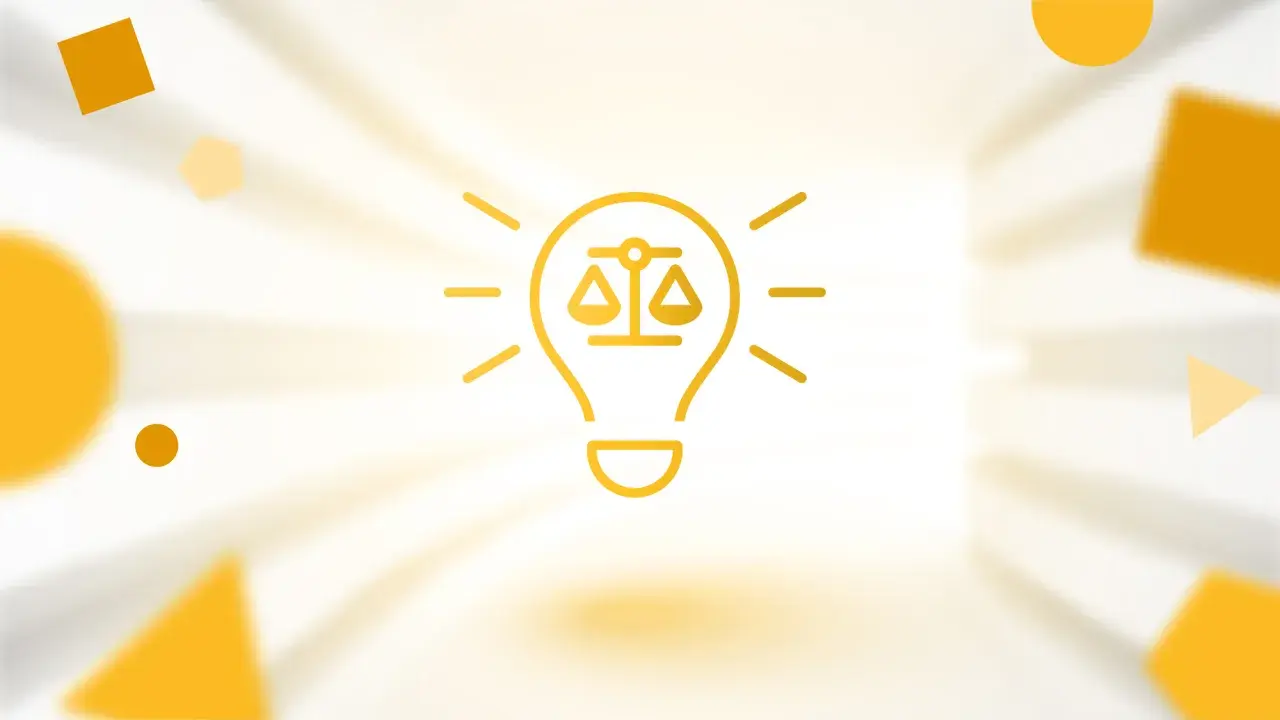 Icona di una lampadina con bilancia della giustizia al suo interno, simbolo di innovazione nel legal tech.