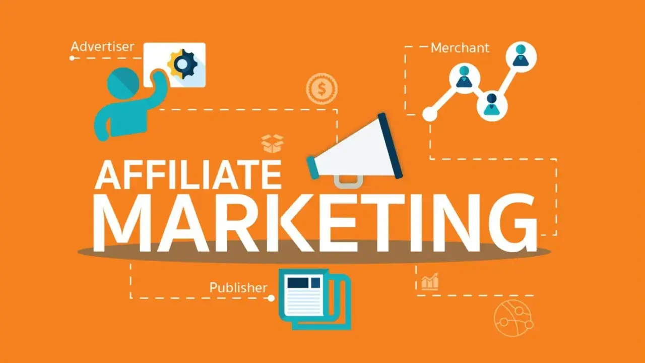Schema che illustra l'affiliate marketing: Advertiser, Merchant e Publisher collegati.
