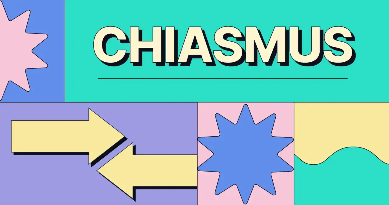 Il chiasmo significato è rappresentato da frecce che si incrociano, simboleggiando la struttura incrociata di questo schema retorico.