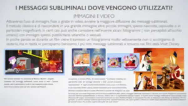 Immagini e video usati per messaggi subliminali pubblicitari, spesso nascosti o sessuali, come nei film Disney.